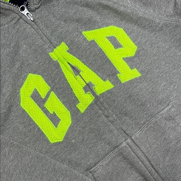 GAP Kids Gray Hoodie with Neon Green Accents - Picture 3 of 8